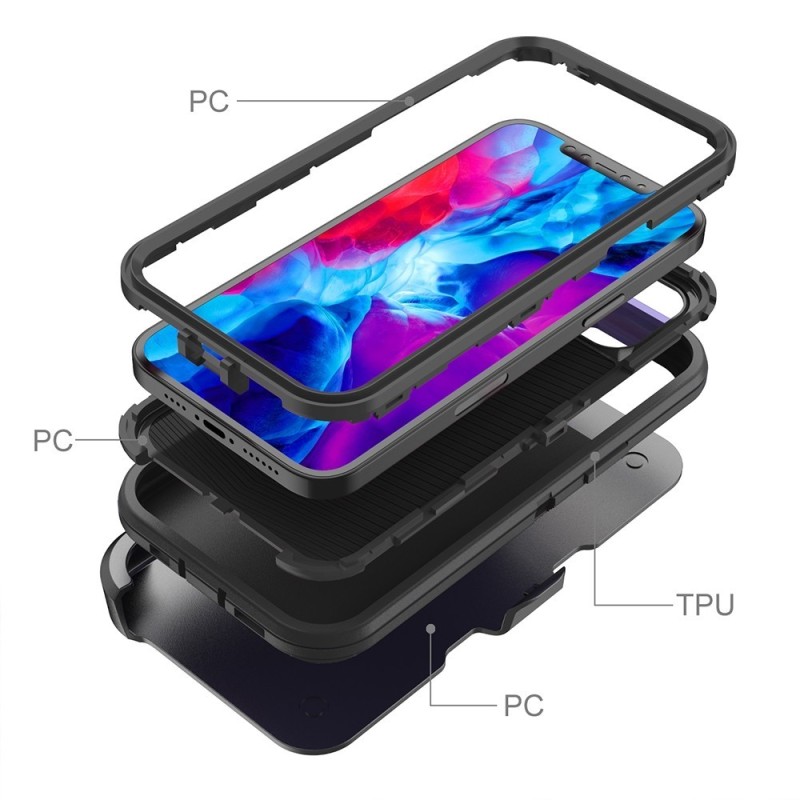iPhone 12 Pro Max Rugged Armor Belt Clip Holster Case Cover - Purple