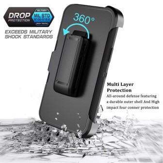 iPhone 12 Pro Max Rugged Armor Belt Clip Holster Case Cover - Purple