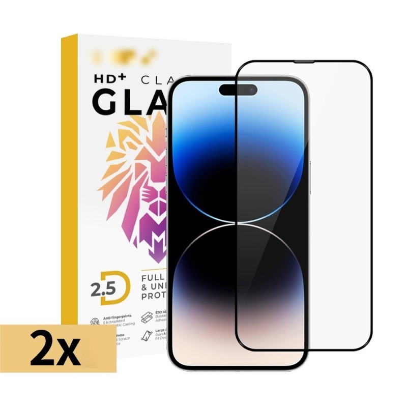 iPhone 14 Pro Full Coverage Tempered Glass Screen Protector - 2 Pack