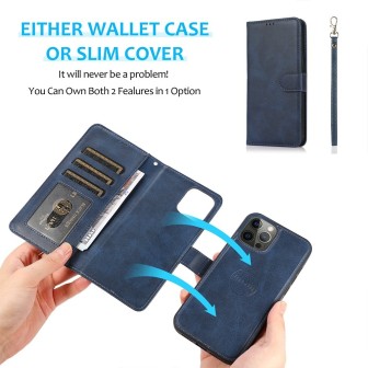 iPhone 12 Pro Max Leather Wallet Flip Diary Case Cover - Blue
