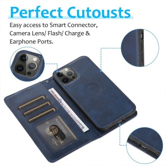iPhone 12 Pro Max Leather Wallet Flip Diary Case Cover - Blue