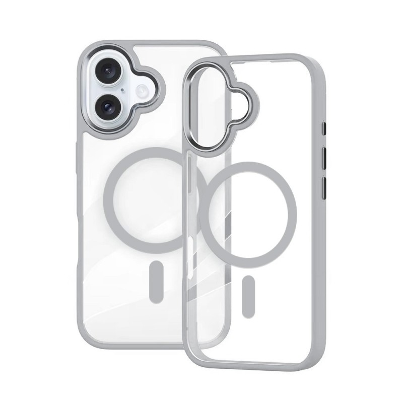 iPhone 16 Plus Clear with Metal Camera Frame Case Cover - White