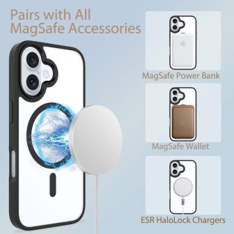 iPhone 16 Plus Clear with Metal Camera Frame Case Cover - White