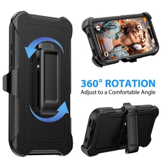 iPhone 16 Pro Max Rugged Armor Belt Clip Holster Case Cover - Black