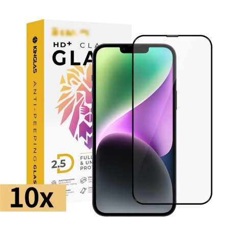 iPhone 15 / 16 Full Coverage Tempered Glass Screen Protector - 10 Pack