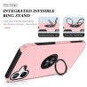 iPhone 16 Shockproof with Ring Holder Stand Case Cover - Black