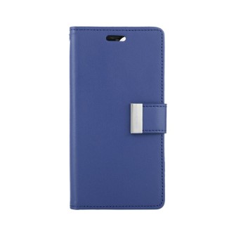 iPhone 15 Pro Max Leather Wallet Flip Diary Case Cover - Navy