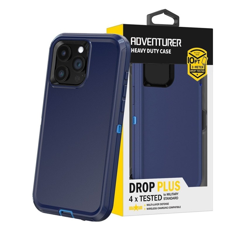iPhone 15 Pro Rugged Armor Belt Clip Holster Case Cover - Black