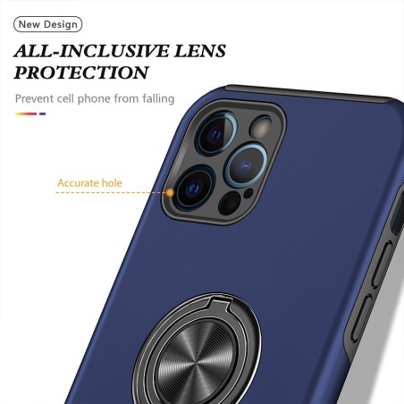 iPhone 12 Pro Shockproof with Ring Holder Stand Case Cover - Navy
