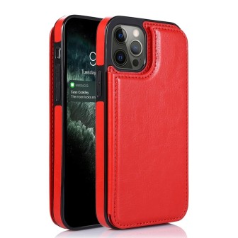 iPhone 14 Pro Max Leather Wallet Flip Diary Case Cover - Red