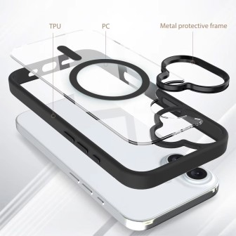 iPhone 16 Clear with Metal Camera Frame Case Cover - White | Australia