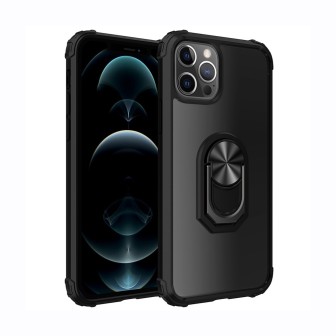 iPhone 12 Pro Max Shockproof with Ring Holder Stand Case Cover - Black
