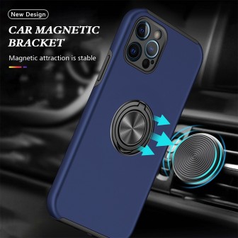 iPhone 12 Pro Max Shockproof with Ring Holder Stand Case Cover - Black