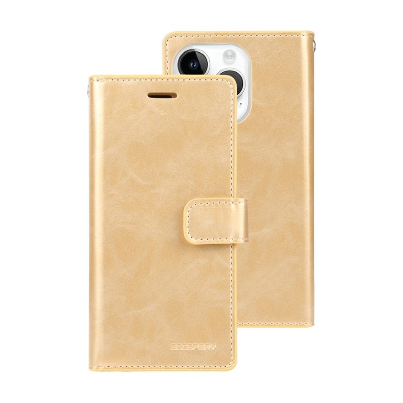 iPhone 12 / 12 Pro Leather Wallet Flip Diary Case Cover - Gold