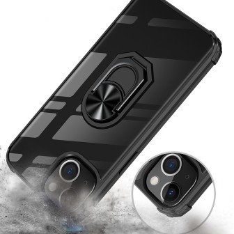 iPhone 13 Shockproof with Ring Holder Stand Case Cover - Black