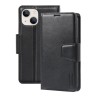 iPhone 15 / 14 / 13 Leather Wallet Flip Diary Case Cover - Black