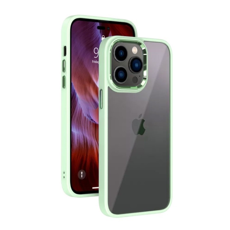 iPhone 14 Plus Clear with Metal Camera Frame Case Cover - Blue