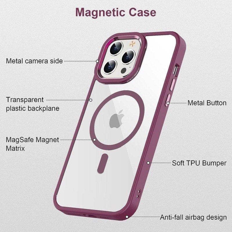 iPhone 15 Plus Clear with Metal Camera Frame Case Cover - Blue