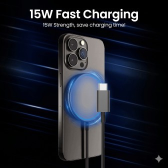 Magnetic Wireless Charging Cable - 15W Fast Charging, with MagSafe Technology &
