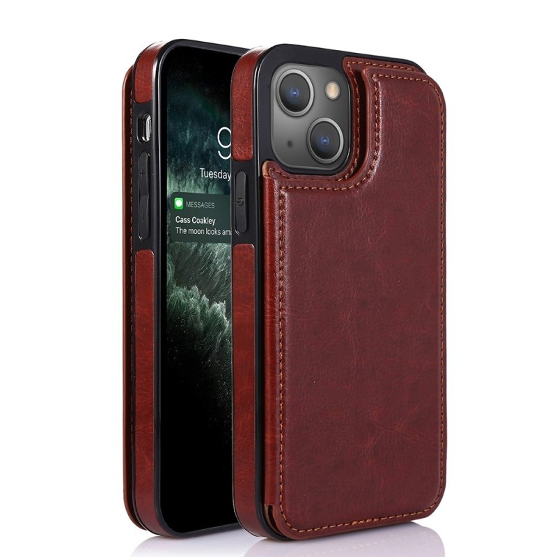iPhone 15 Leather Wallet Flip Diary Case Cover - Brown | Australia