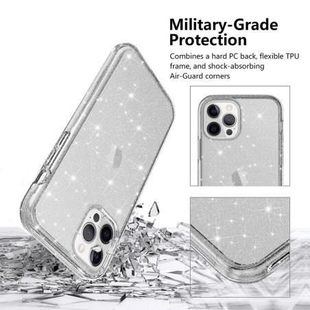iPhone 12 Mini Glitter Clear Shockproof Case Cover - Grey | Australia