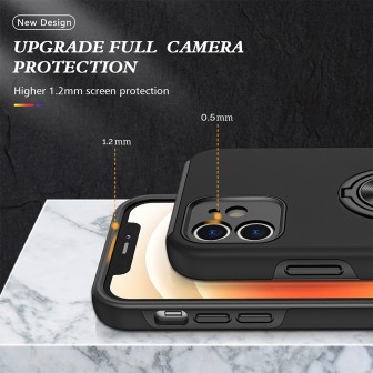 iPhone 12 Shockproof with Ring Holder Stand Case Cover - Red