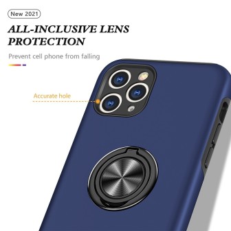 iPhone 11 Pro Max Shockproof with Ring Holder Stand Case Cover - Navy