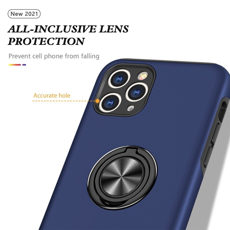 iPhone 11 Pro Max Shockproof with Ring Holder Stand Case Cover - Navy