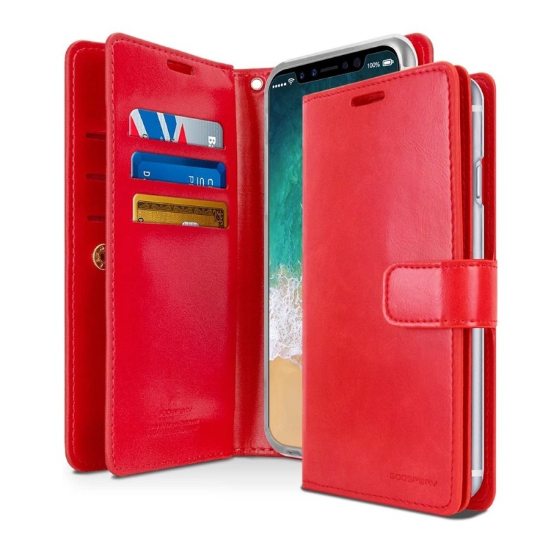 iPhone X / XS Leather Wallet Flip Diary Case Cover - Red | Australia