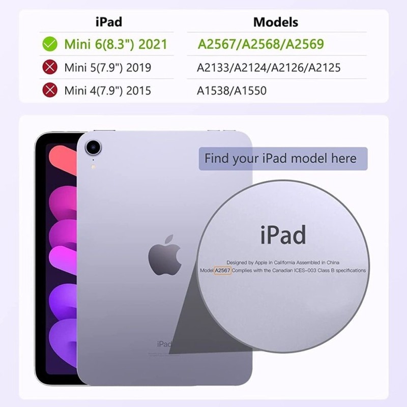 iPad Mini 6 (2021) Soft TPU Back Shell Slim Cover Case with Auto Sleep