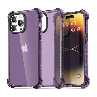 iPhone 15 Pro Max Slim Shockproof Clear Case Cover - Clear Purple