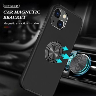 iPhone 14 Pro Max Shockproof with Ring Holder Stand Case Cover - Black