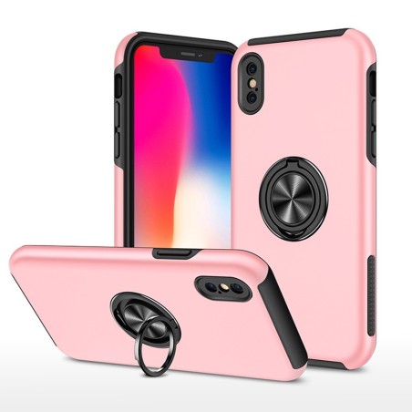 iPhone X / XS Shockproof with Ring Holder Stand Case Cover - Pink