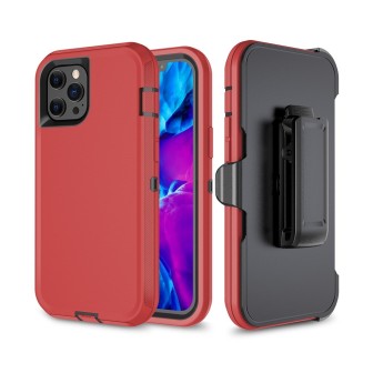 iPhone 12 Pro Rugged Armor Belt Clip Holster Case Cover - Red