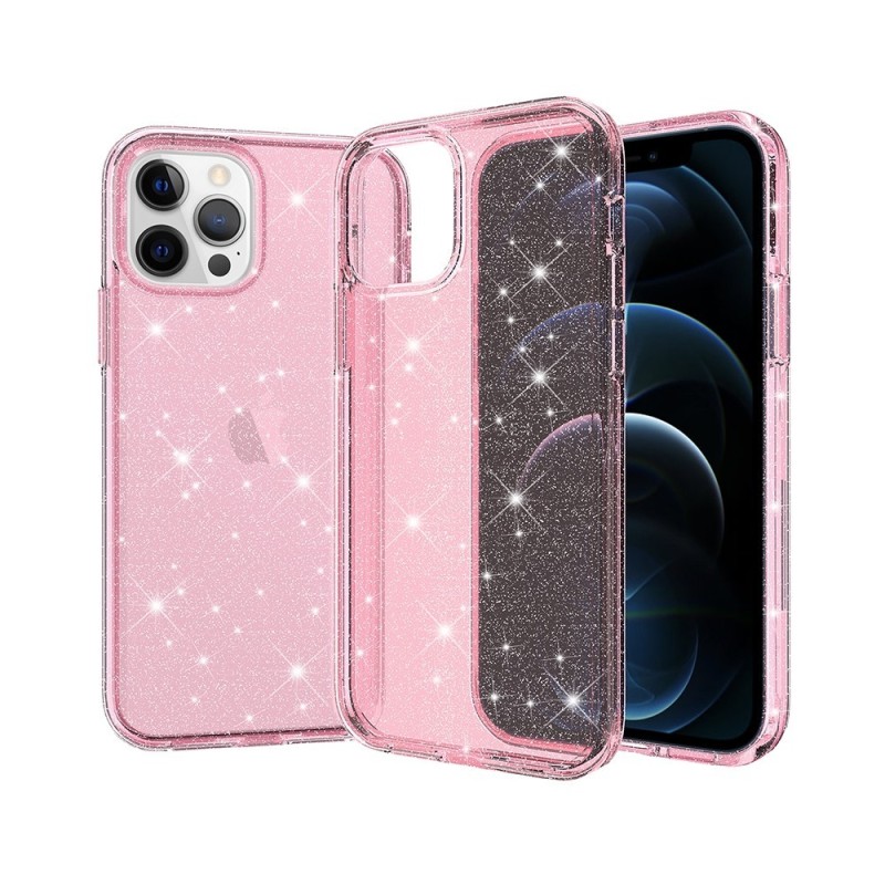iPhone 12 Mini Glitter Clear Shockproof Case Cover - Pink | Australia