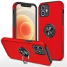 iPhone 12 Shockproof with Ring Holder Stand Case Cover - Red