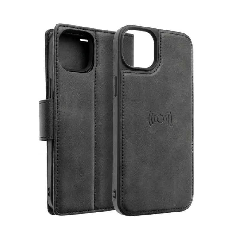 iPhone 14 Plus Magnetic Flip Wallet Case Cover - Black | Australia