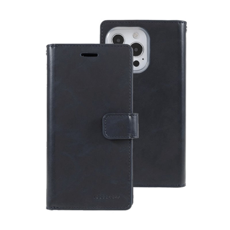 iPhone 14 Plus Premium Mansoor Diary Wallet in Navy Case Cover