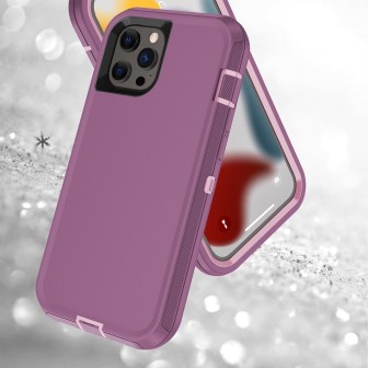 iPhone 14 Pro Max Rugged Armor Belt Clip Holster Case Cover - Purple