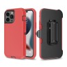 iPhone 14 Pro Max Rugged Armor Belt Clip Holster Case Cover - Red