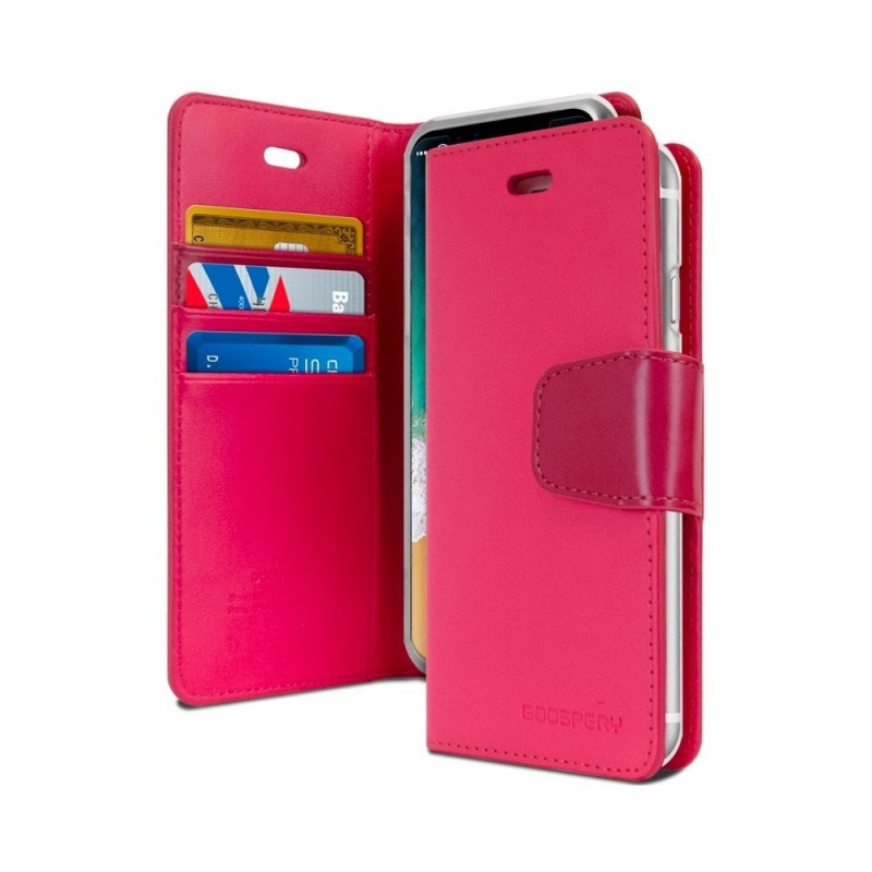 iPhone XS Max Leather Wallet Flip Diary Case Cover - Hot Pink