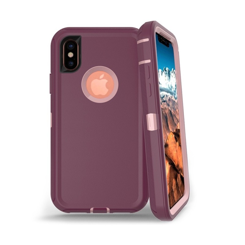 iPhone XS Max Rugged Armor Belt Clip Holster Case Cover - Purple