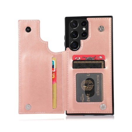 Samsung Galaxy S23 Ultra Leather Wallet Flip Diary Case Cover - Rose G