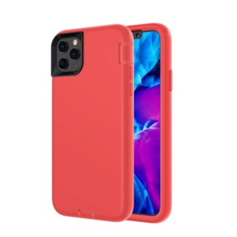 iPhone 12 Mini 3 Shockproof Silicone Armor Case Cover - Red
