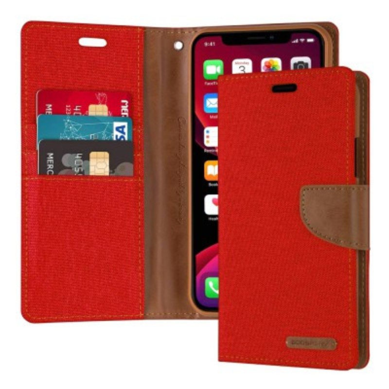 iPhone 11 Canvas Diary Case Cover - Red | Australia