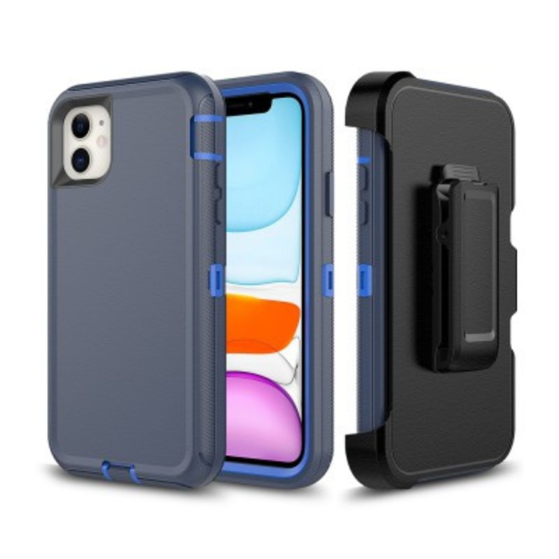 iPhone 11 Robot Armor Hard Plastic Belt Clip Case Cover - Navy