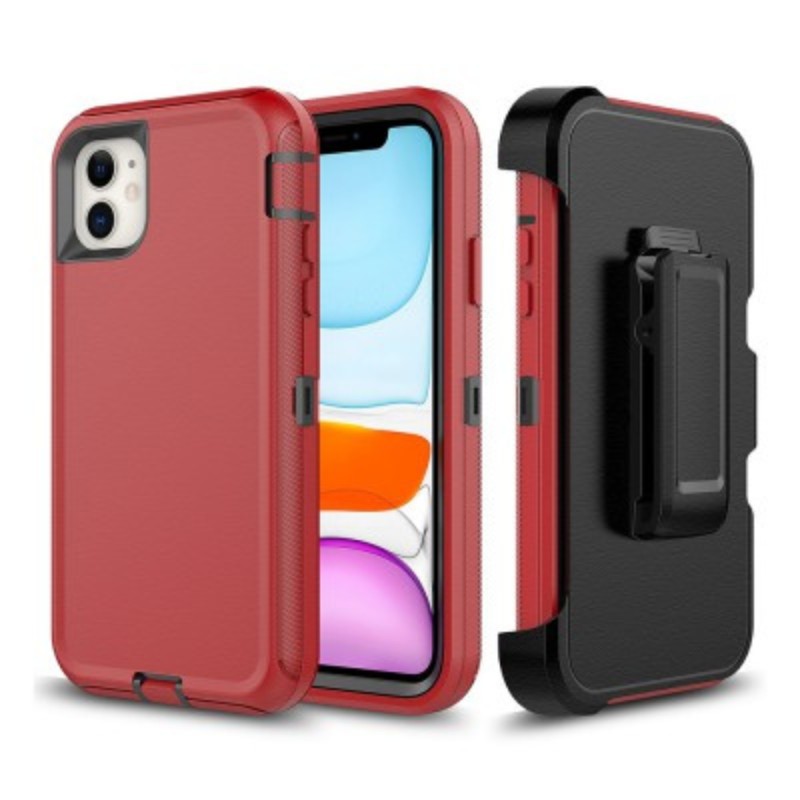 iPhone 11 Robot Armor Hard Plastic Belt Clip Case Cover - Red