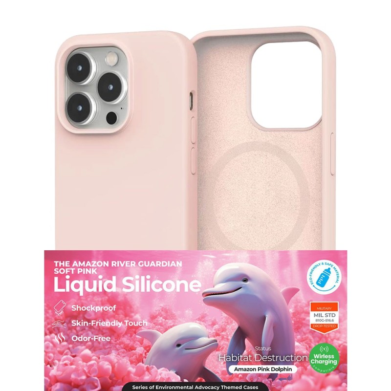 iPhone 15 MagSafe Compatible Liquid Silicone Case Cover - Baby Pink