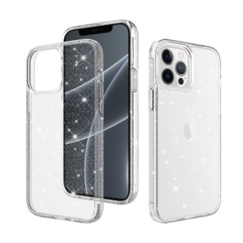 iPhone 13 Pro Glitter Clear Shockproof Case Cover - Transparent
