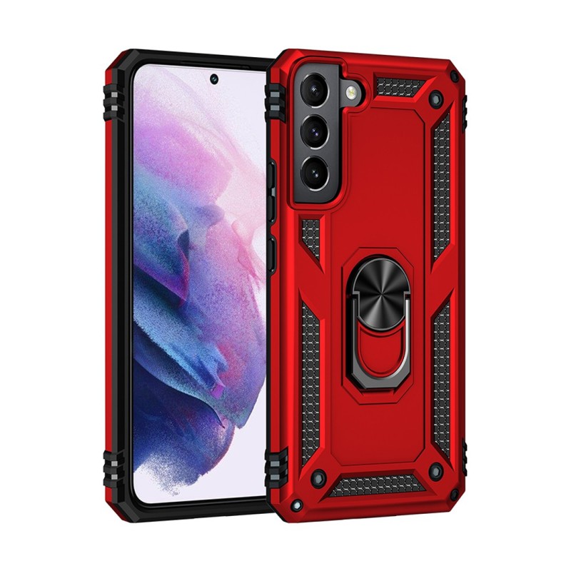 Samsung Galaxy S22 Shockproof with Ring Holder Stand Case Cover - Red